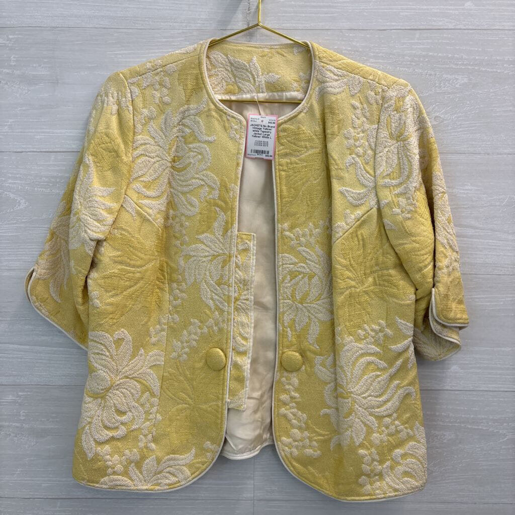 Vintage Yellow/ white Tapestry Jacket Large
