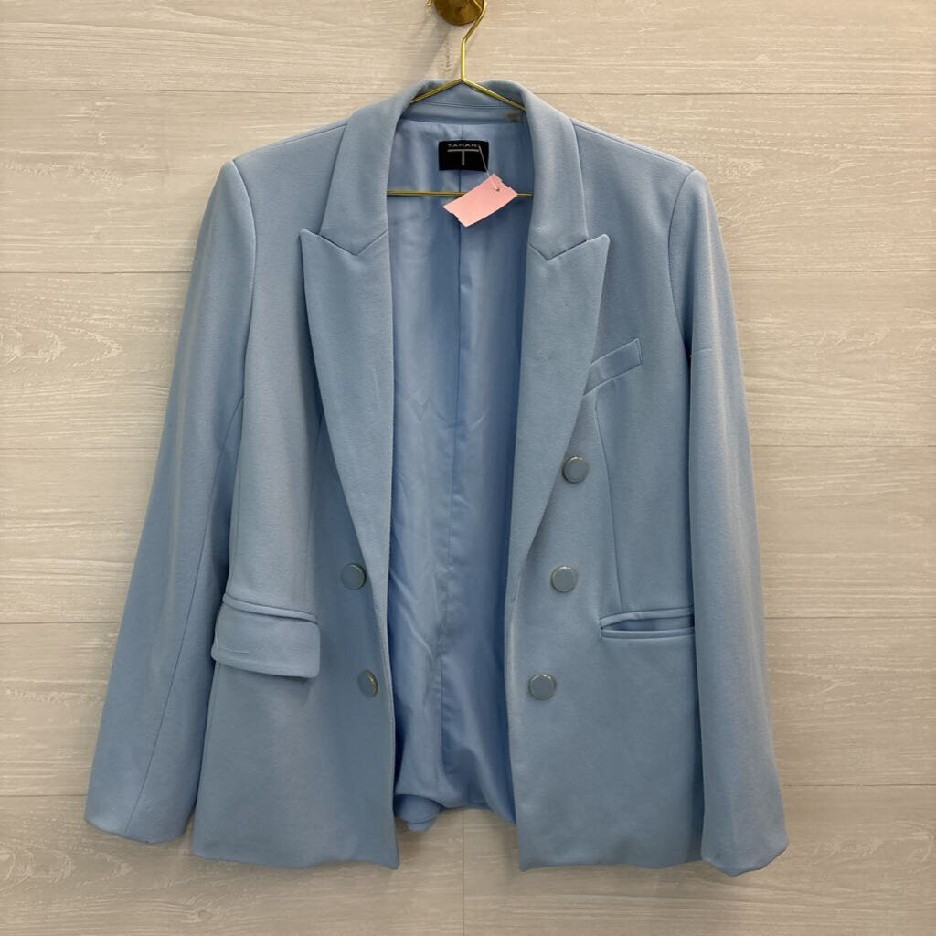 Tahari Blue Double Breasted Open Front Blazer Jacket Large