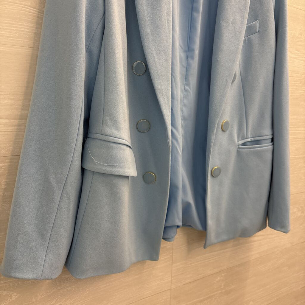 Tahari Blue Double Breasted Open Front Blazer Jacket Large