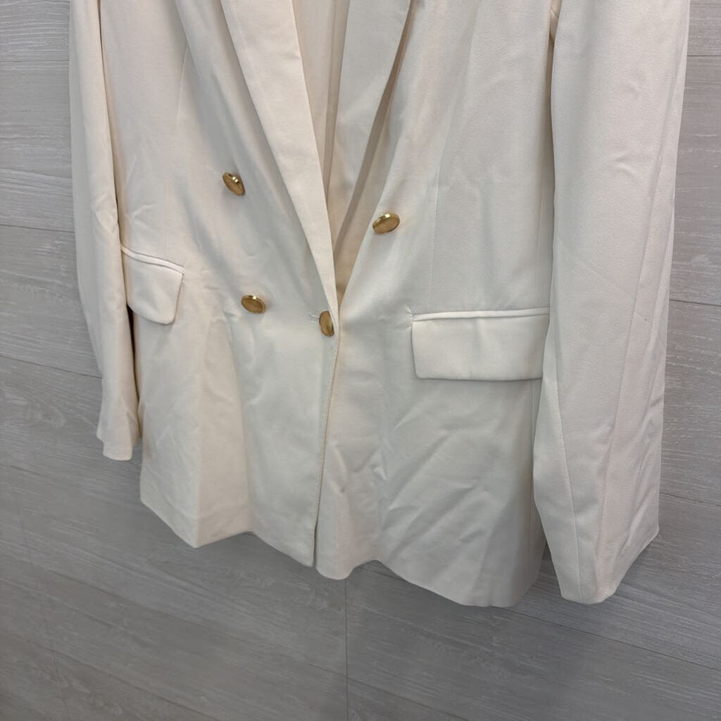 House of Harlow 1960 Cream Double Breasted Blazer Jacket Large
