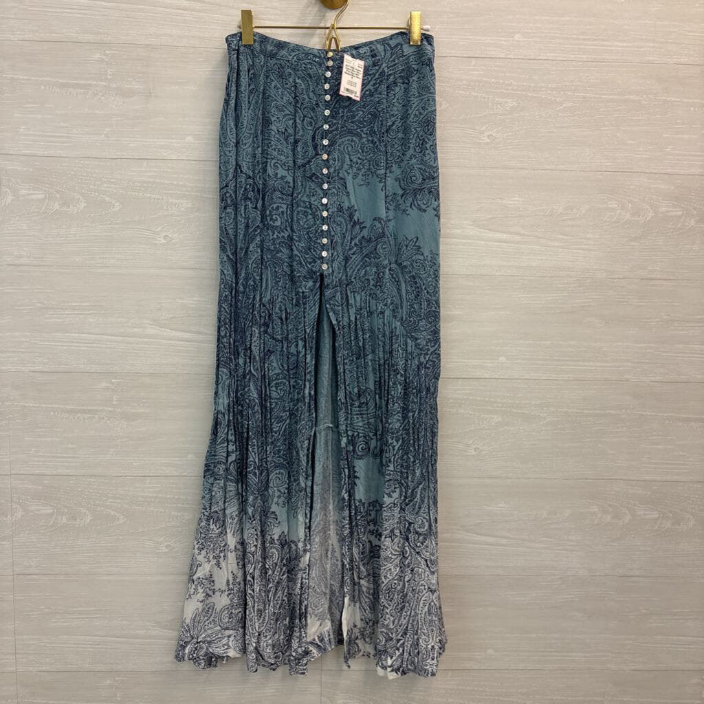 Anama Blue/ Navy Print Maxi Skirt Medium