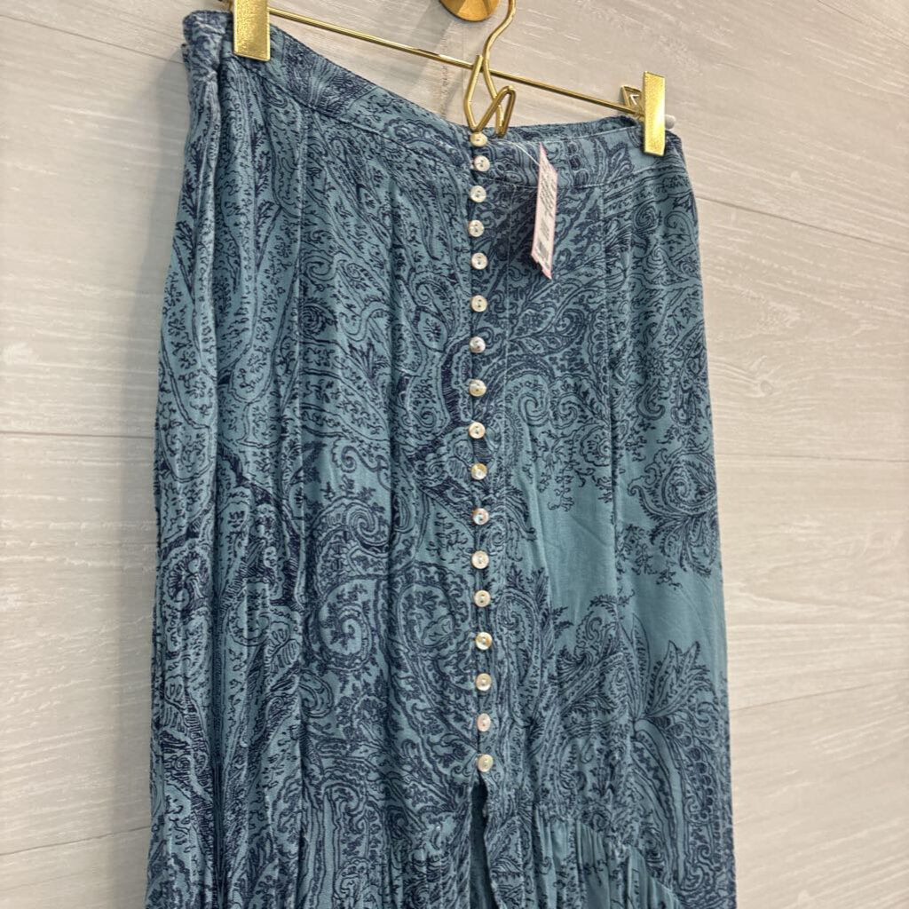 Anama Blue/ Navy Print Maxi Skirt Medium
