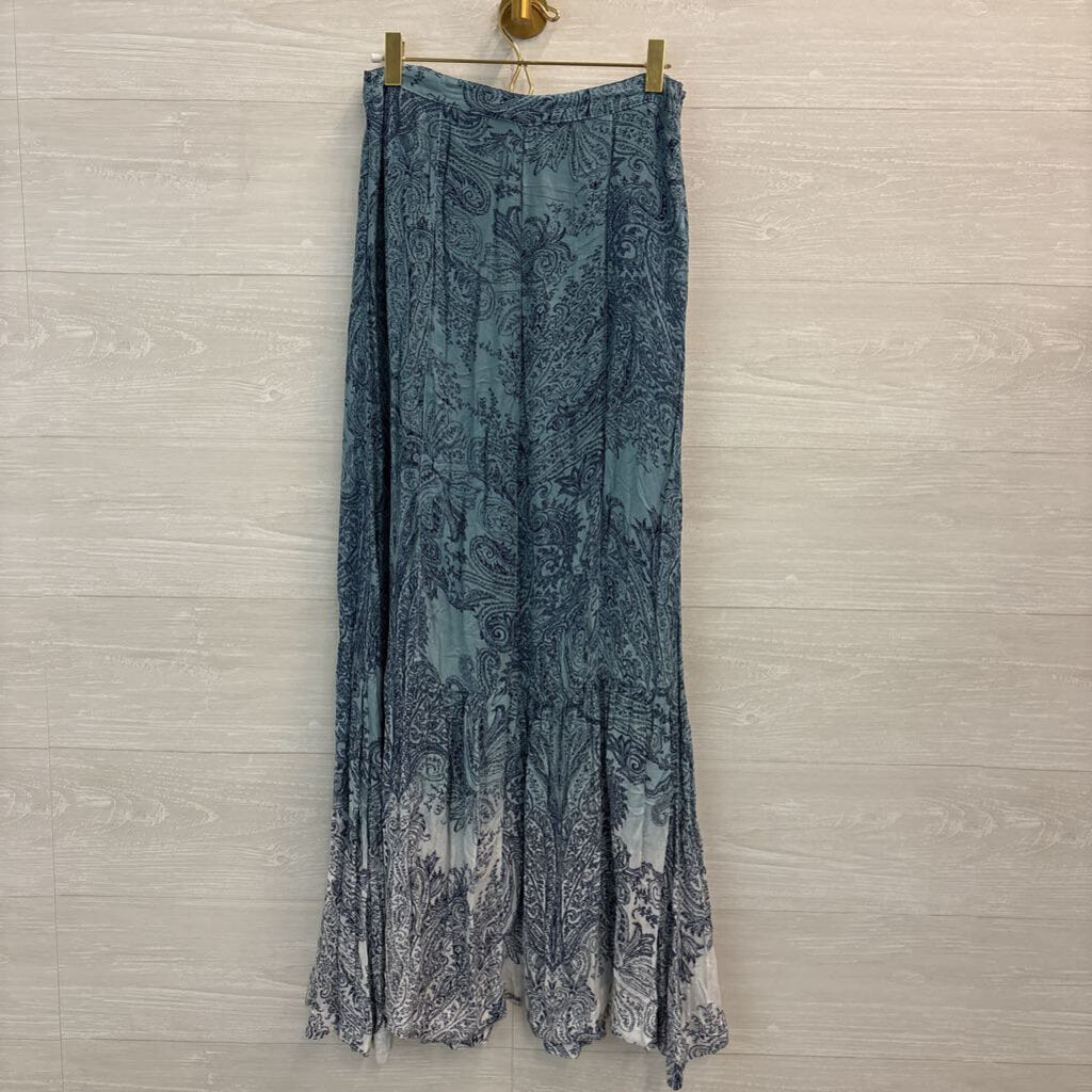 Anama Blue/ Navy Print Maxi Skirt Medium