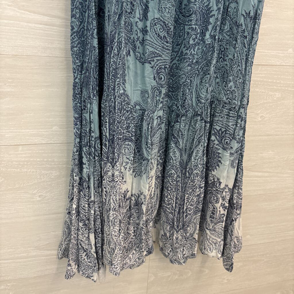 Anama Blue/ Navy Print Maxi Skirt Medium