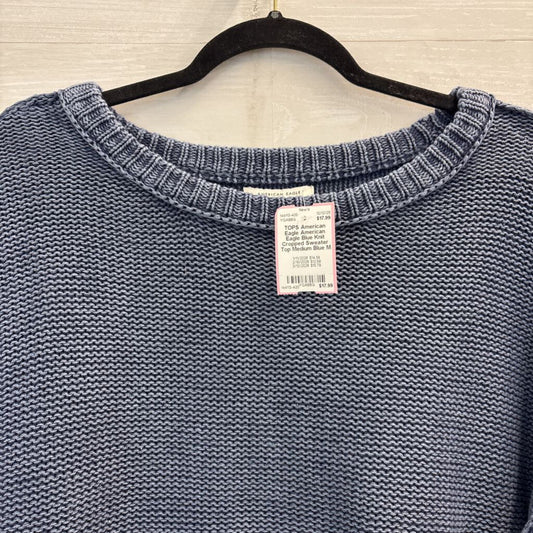 American Eagle Blue Knit Cropped Sweater Top Medium