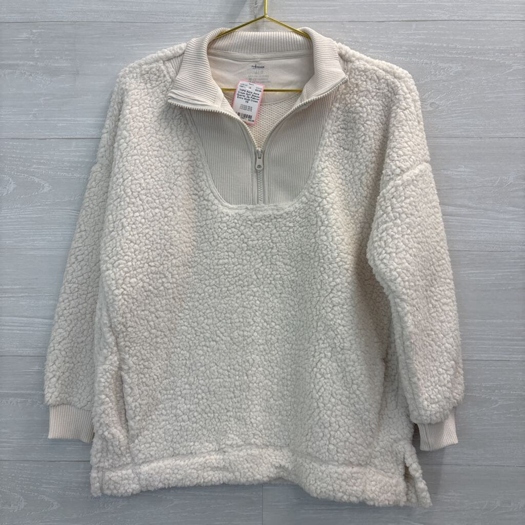 Aerie Cream Soft Sherpa Quarter Zip Pullover Extra Small