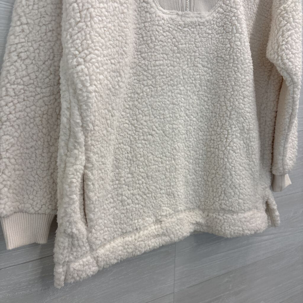 Aerie Cream Soft Sherpa Quarter Zip Pullover Extra Small