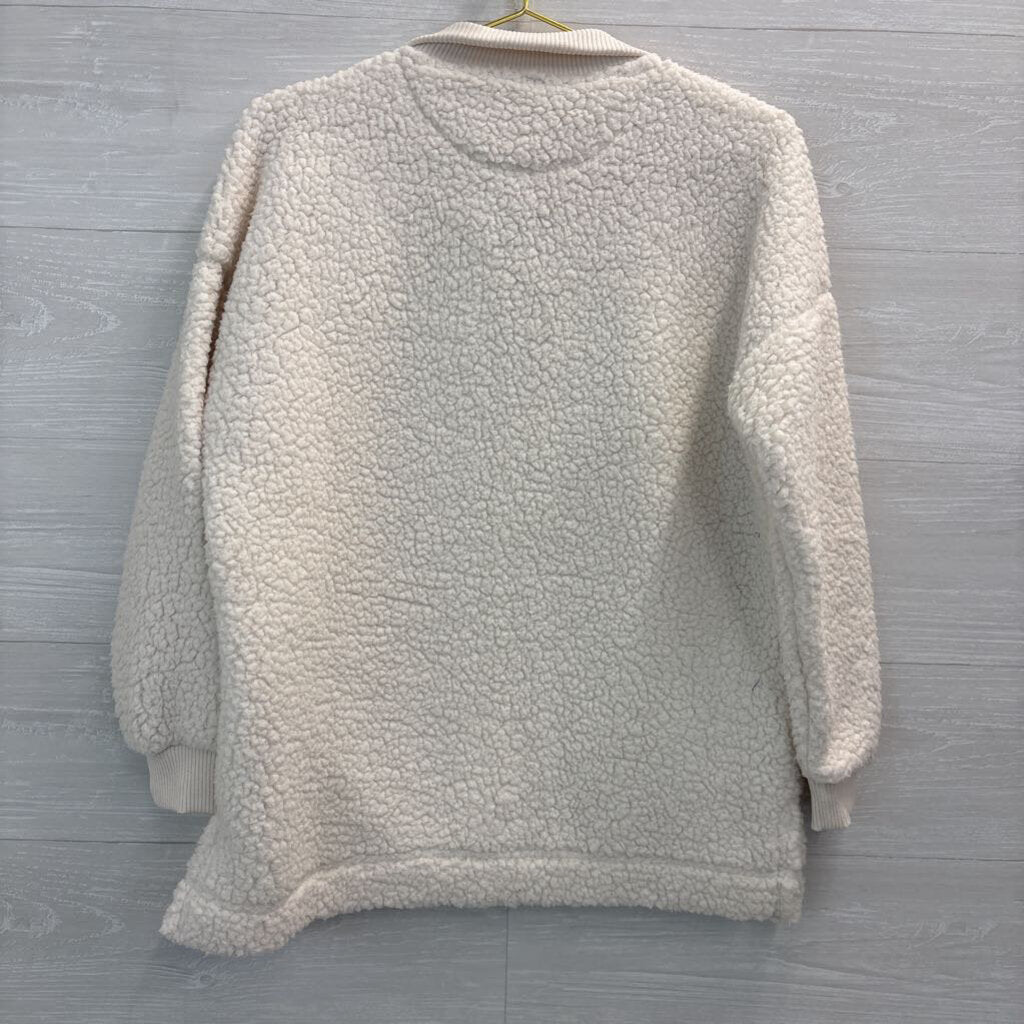Aerie Cream Soft Sherpa Quarter Zip Pullover Extra Small