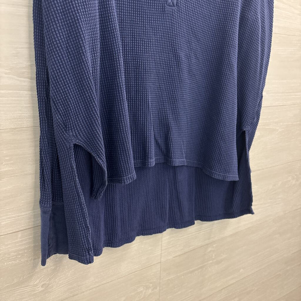 Offline by Aerie Blue Waffle Knit Henley Long Sleeve Top Small