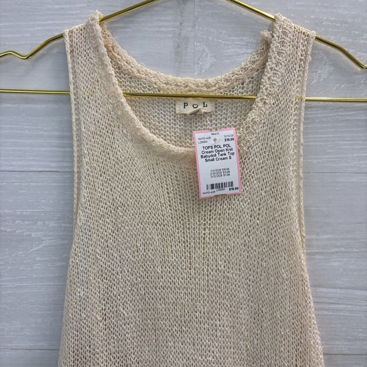 POL Cream Open Knit Babydoll Tank Top Small
