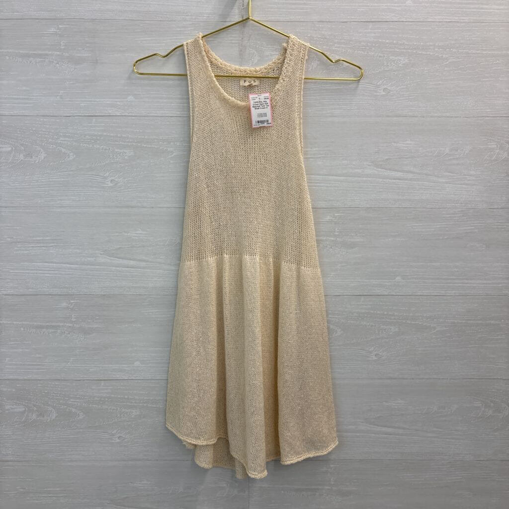 POL Cream Open Knit Babydoll Tank Top Small