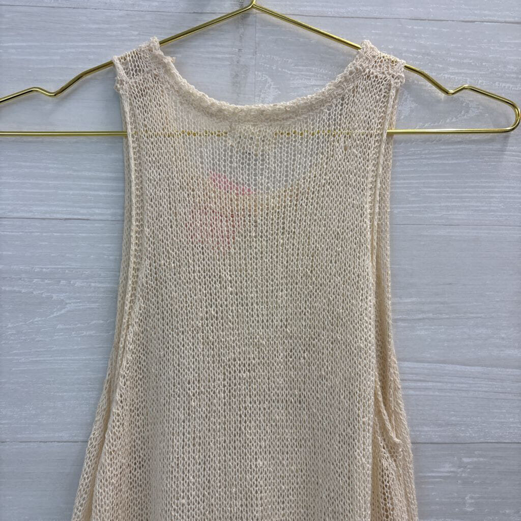 POL Cream Open Knit Babydoll Tank Top Small