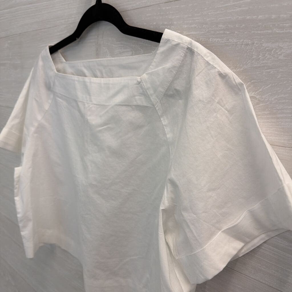 Loft White Short Sleeve Cropped Boxy Top Small