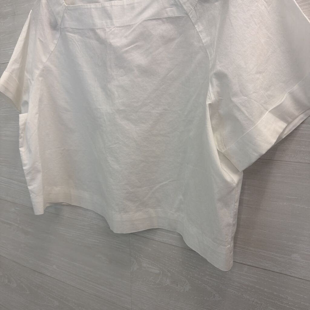 Loft White Short Sleeve Cropped Boxy Top Small