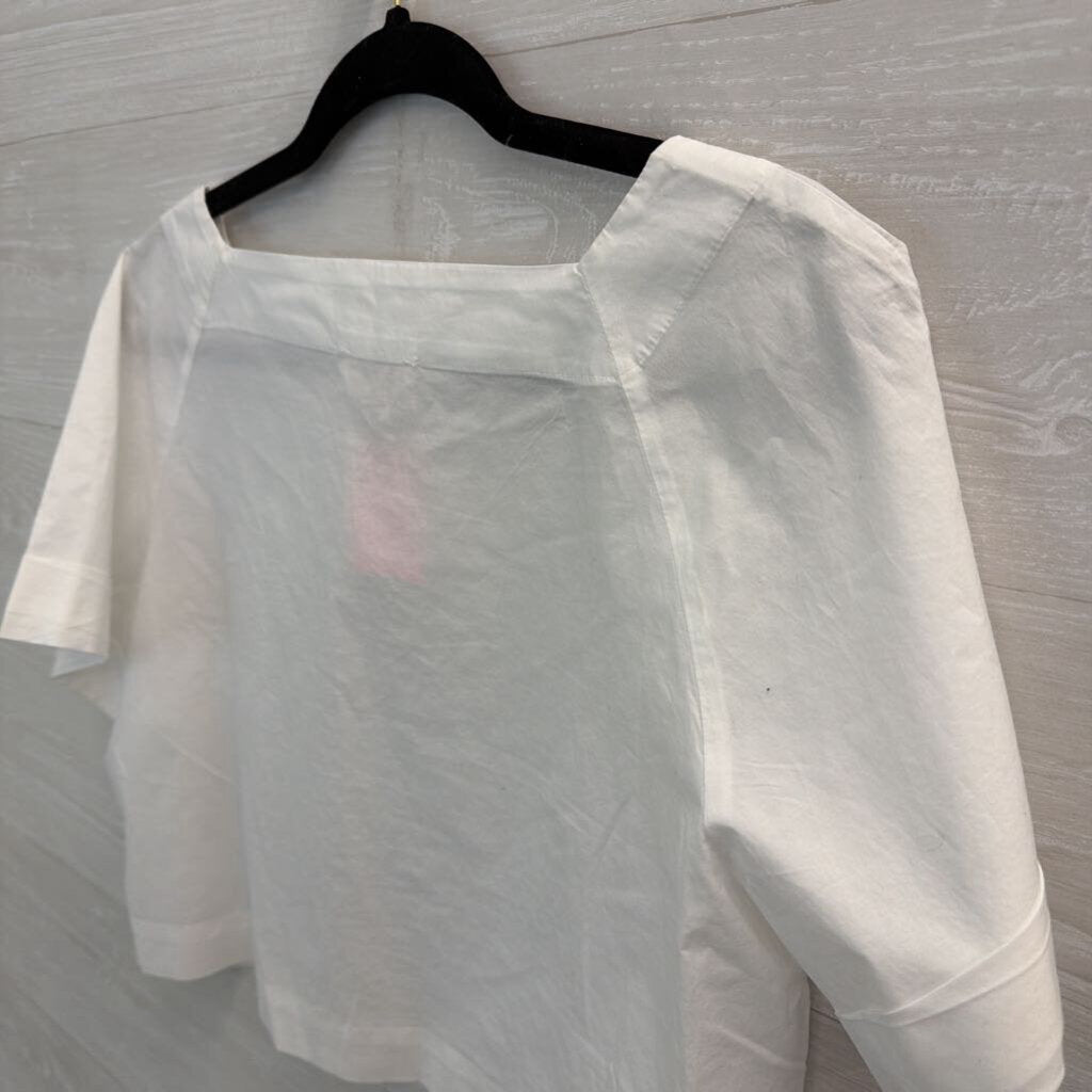 Loft White Short Sleeve Cropped Boxy Top Small