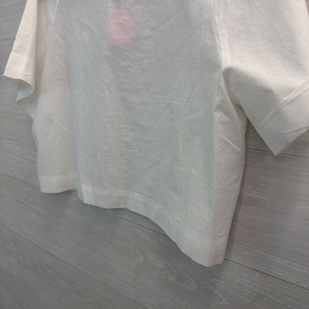 Loft White Short Sleeve Cropped Boxy Top Small