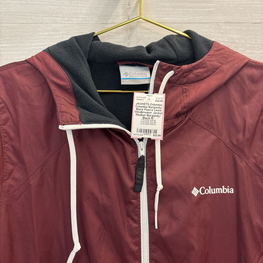 Columbia Burgundy/ Black Fleece Lined Windbreaker Jacket Medium