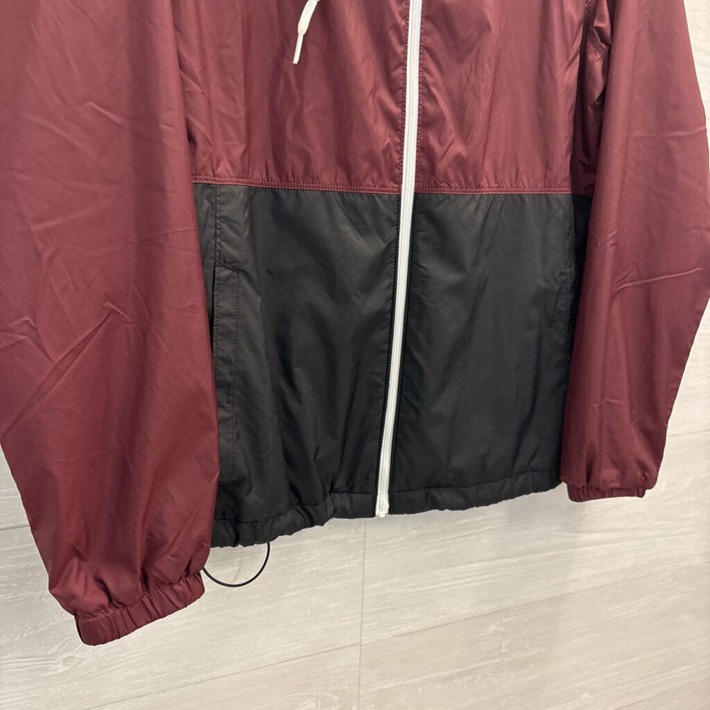 Columbia Burgundy/ Black Fleece Lined Windbreaker Jacket Medium