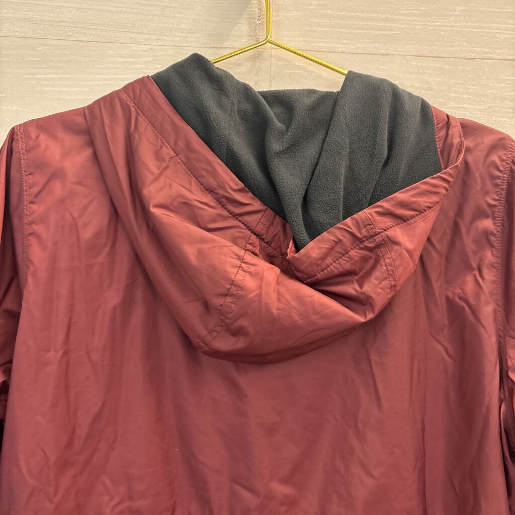 Columbia Burgundy/ Black Fleece Lined Windbreaker Jacket Medium
