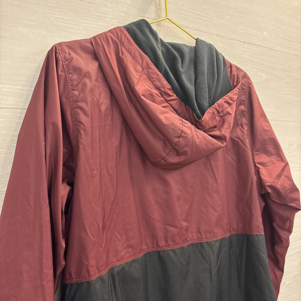 Columbia Burgundy/ Black Fleece Lined Windbreaker Jacket Medium