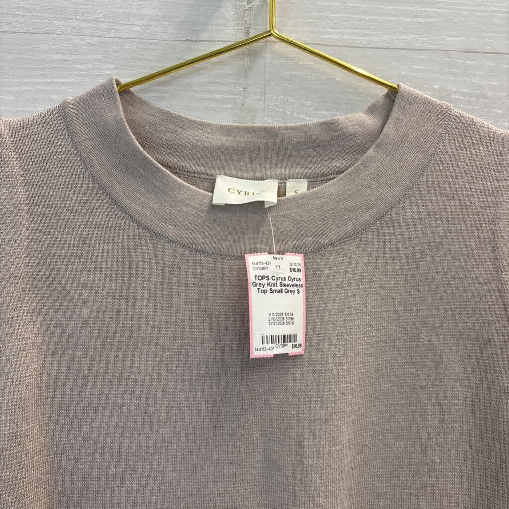 Cyrus Grey Knit Sleeveless Top Small