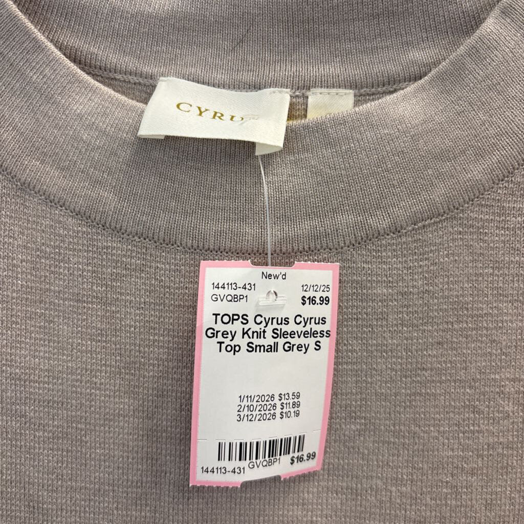 Cyrus Grey Knit Sleeveless Top Small