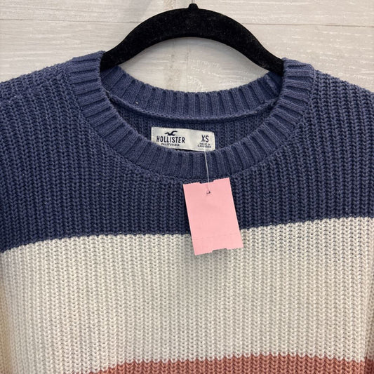 Hollister White/ Multi Striped Knit Cropped Sweater Extra Small