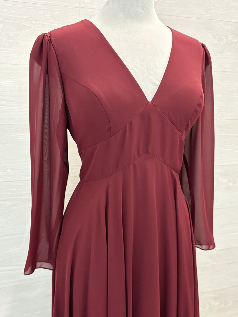 JJs House V-Neck Long Flutter Sleeve Dress Large