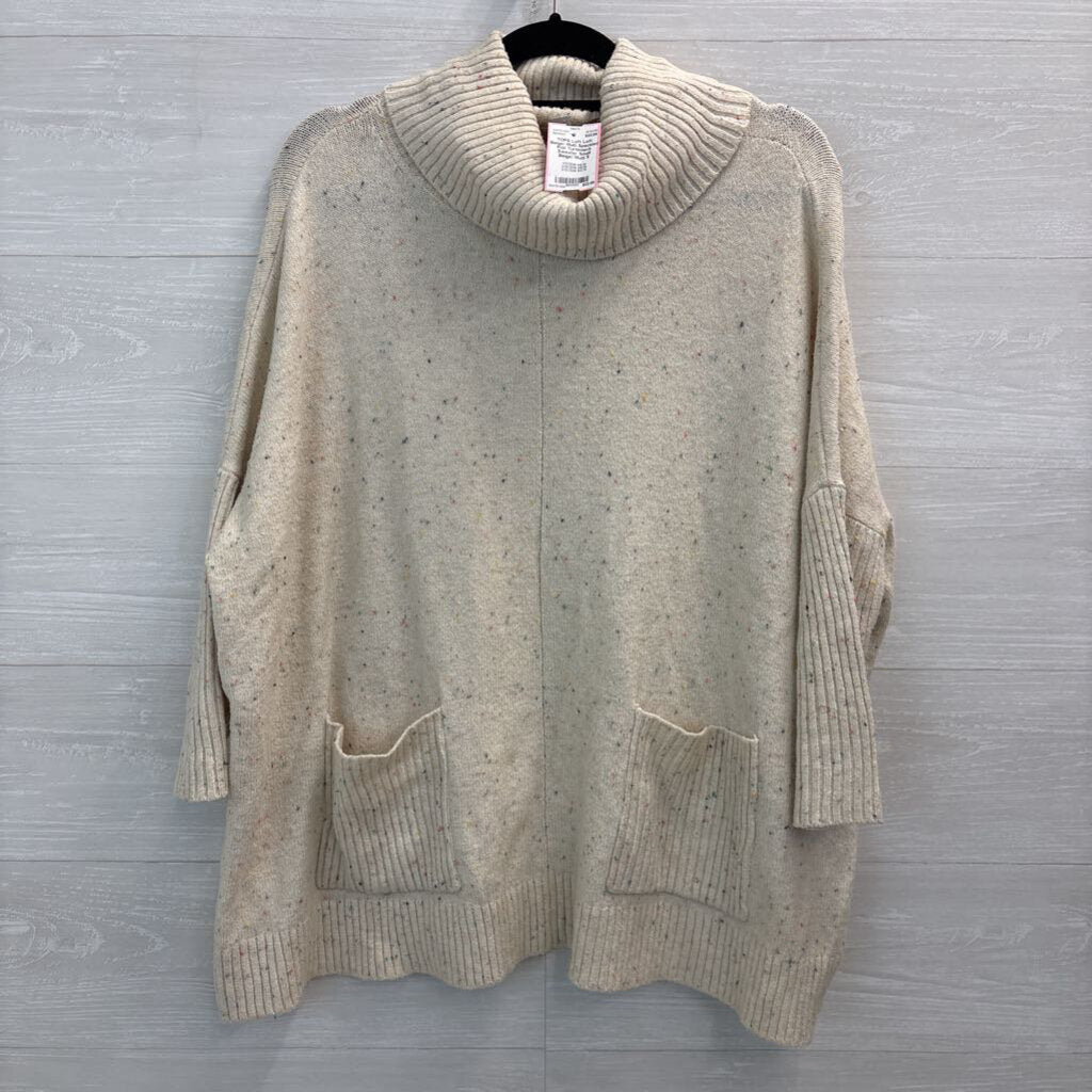 Loft Beige/ Multi Speckled Knit Turtleneck Sweater Small