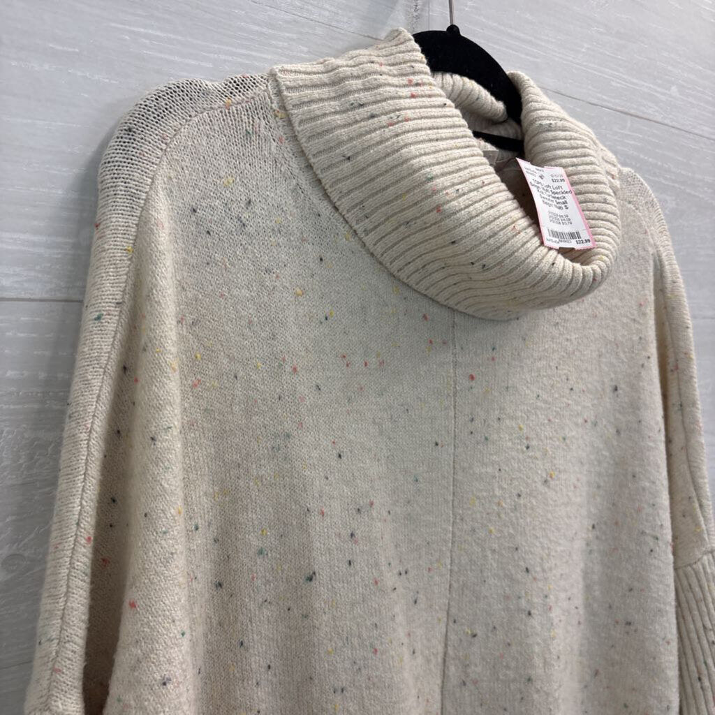 Loft Beige/ Multi Speckled Knit Turtleneck Sweater Small
