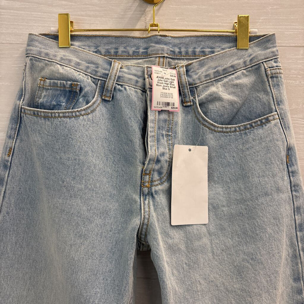 John Galt Light Wash High Rise Mom Jeans Small