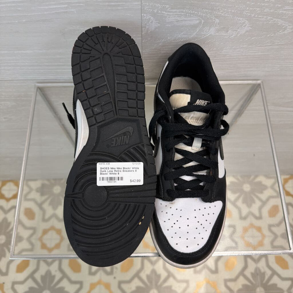 Nike Black/ White Dunk Low Retro Sneakers 8