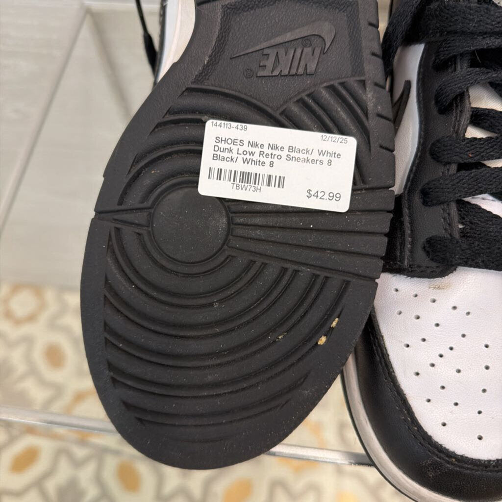 Nike Black/ White Dunk Low Retro Sneakers 8