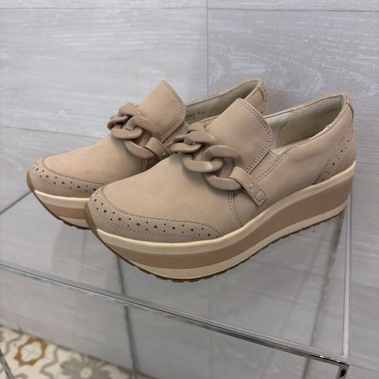 Dolce Vita Beige Jhenee Platform Slip On Loafer Sneakers 7.5
