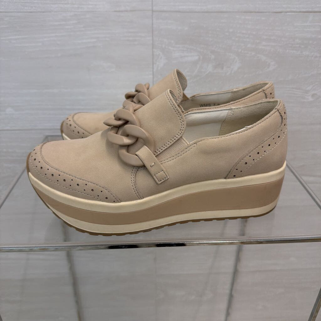 Dolce Vita Beige Jhenee Platform Slip On Loafer Sneakers 7.5
