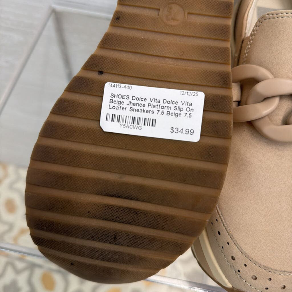 Dolce Vita Beige Jhenee Platform Slip On Loafer Sneakers 7.5