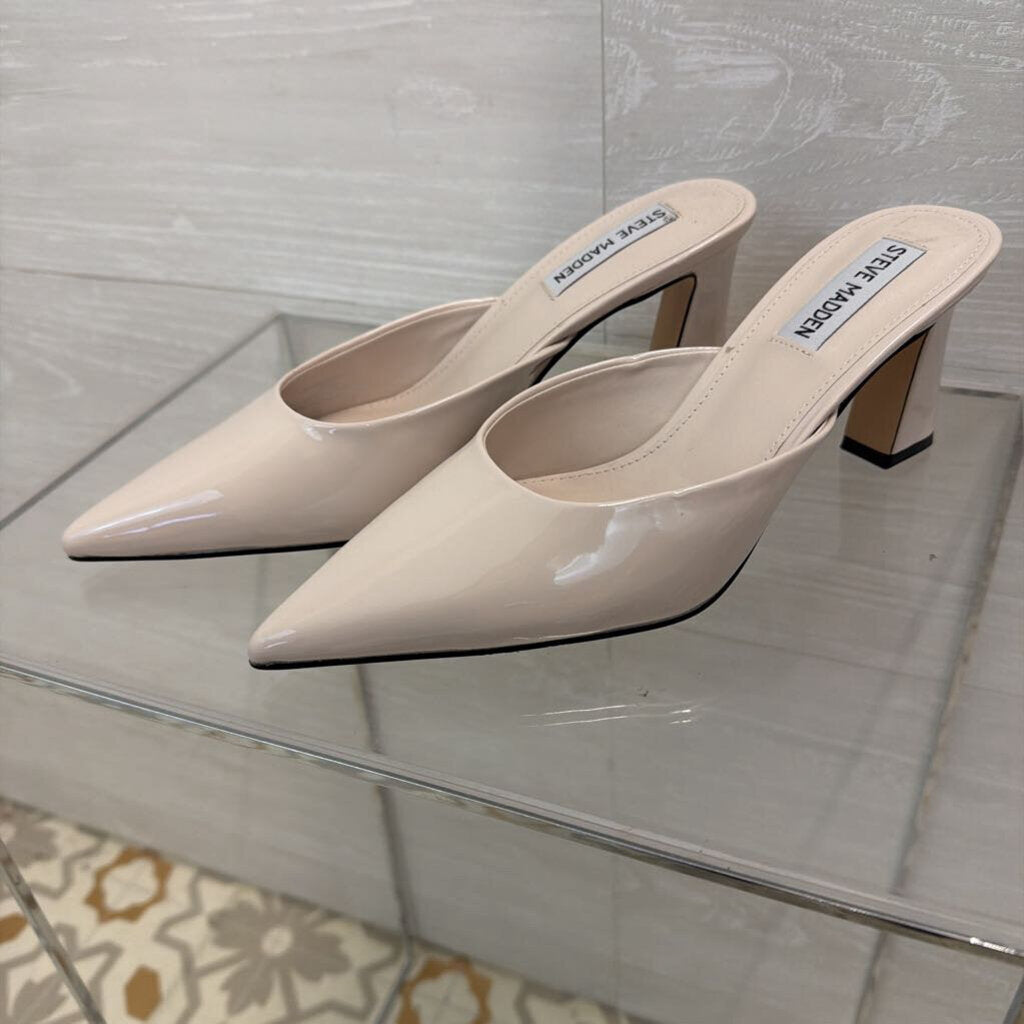 Steve Madden Ivory Florin Leather Point Toe Mule Heels 7.5