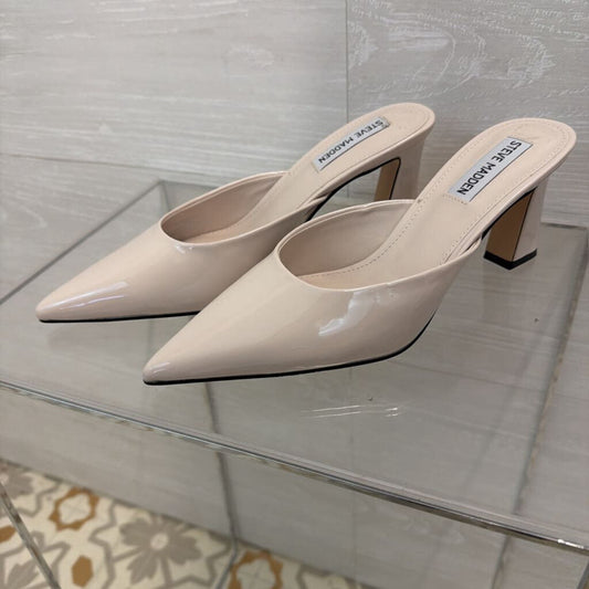 Steve Madden Ivory Florin Leather Point Toe Mule Heels 7.5