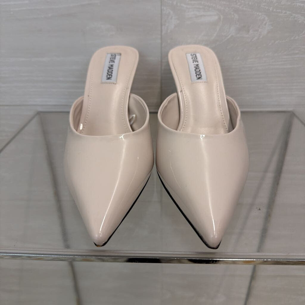Steve Madden Ivory Florin Leather Point Toe Mule Heels 7.5