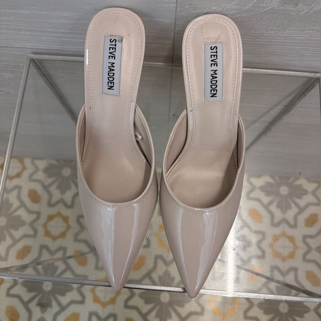 Steve Madden Ivory Florin Leather Point Toe Mule Heels 7.5
