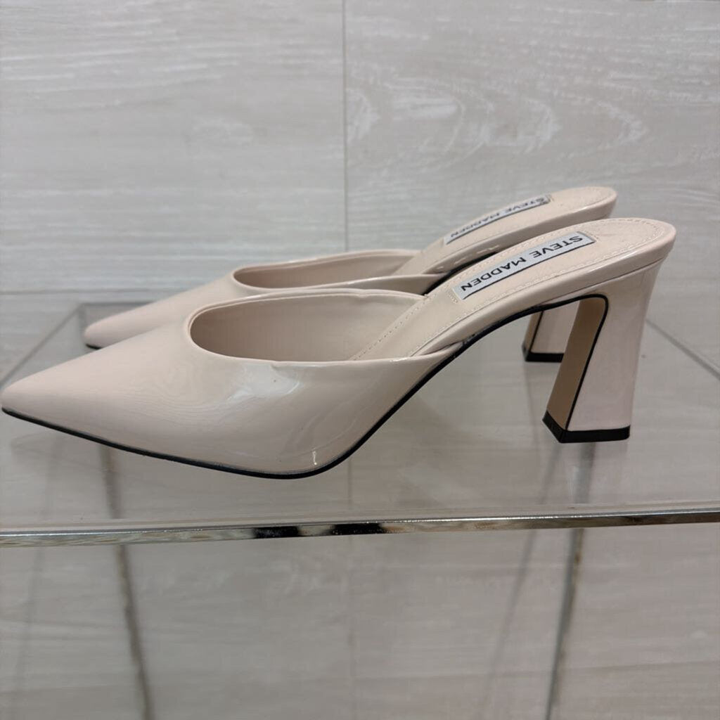Steve Madden Ivory Florin Leather Point Toe Mule Heels 7.5