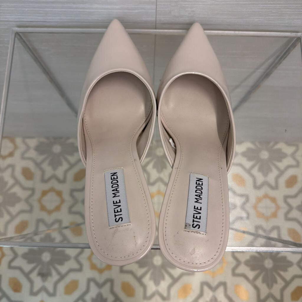 Steve Madden Ivory Florin Leather Point Toe Mule Heels 7.5