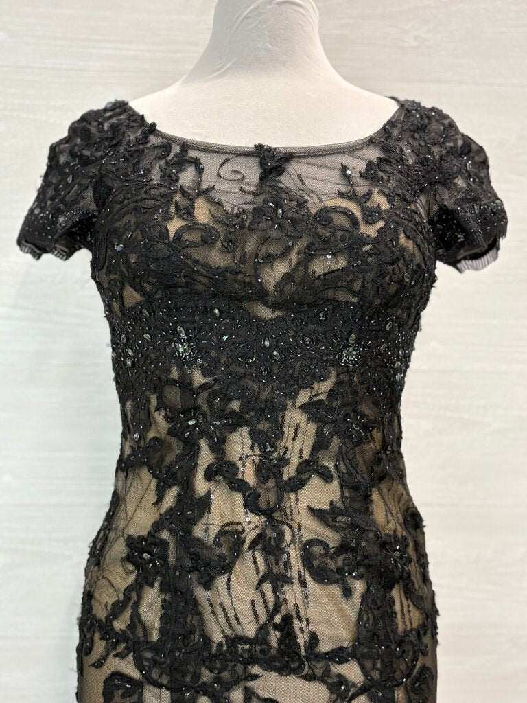 VM Collection Black Lace Fitted Formal Dress 2