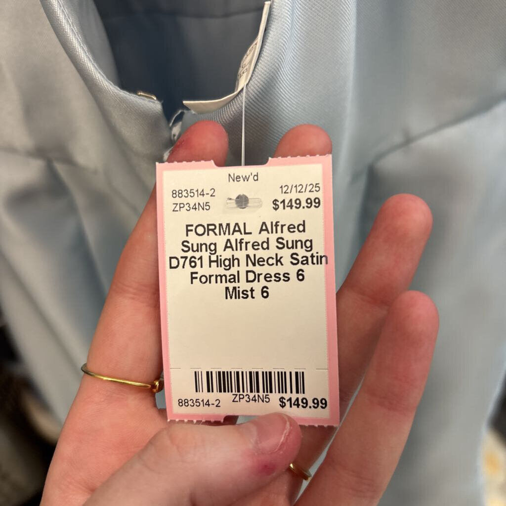 Alfred Sung D761 High Neck Satin Formal Dress 6