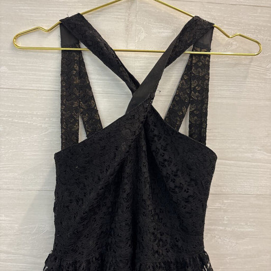 Moda International Black/ Gold Shimmer Lace High Neck Dress 2