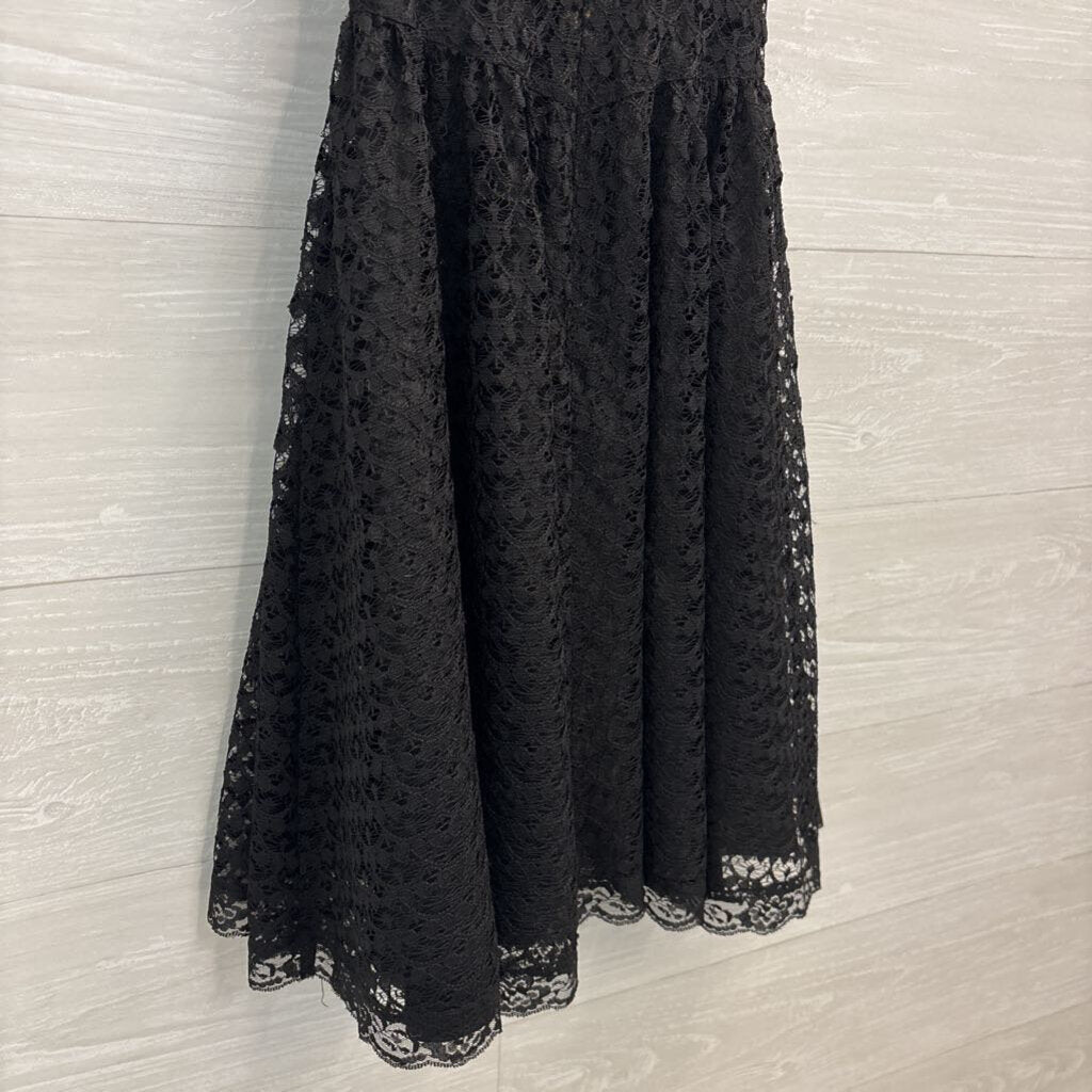 Moda International Black/ Gold Shimmer Lace High Neck Dress 2