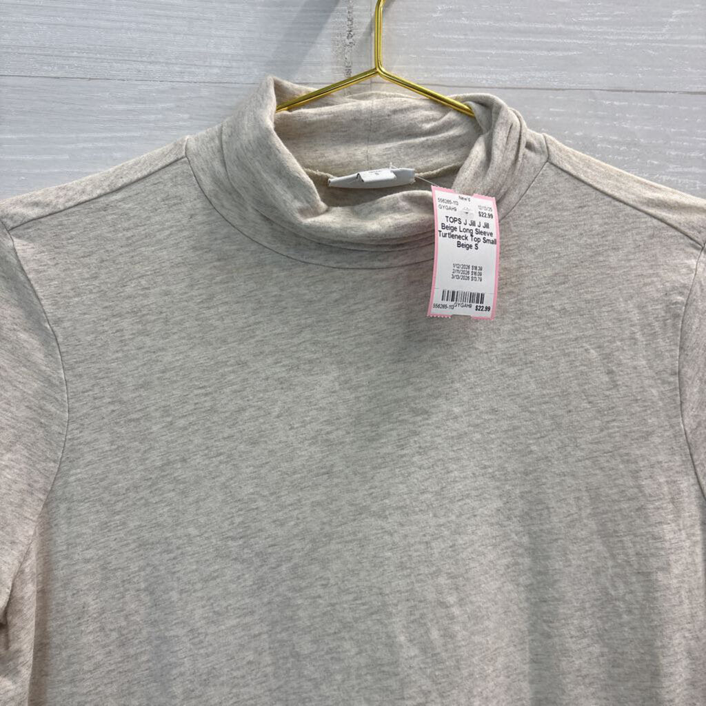 J Jill Beige Long Sleeve Turtleneck Top Small