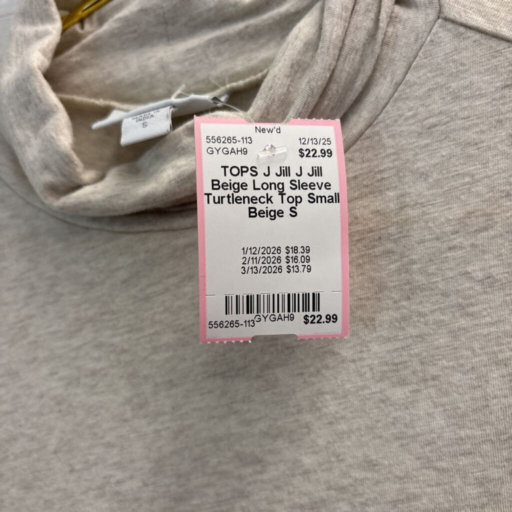 J Jill Beige Long Sleeve Turtleneck Top Small