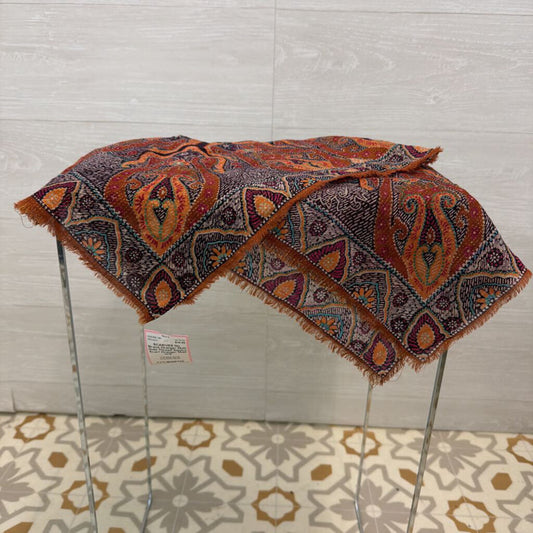 Orange/ Multi Gold Thread Square Scarf