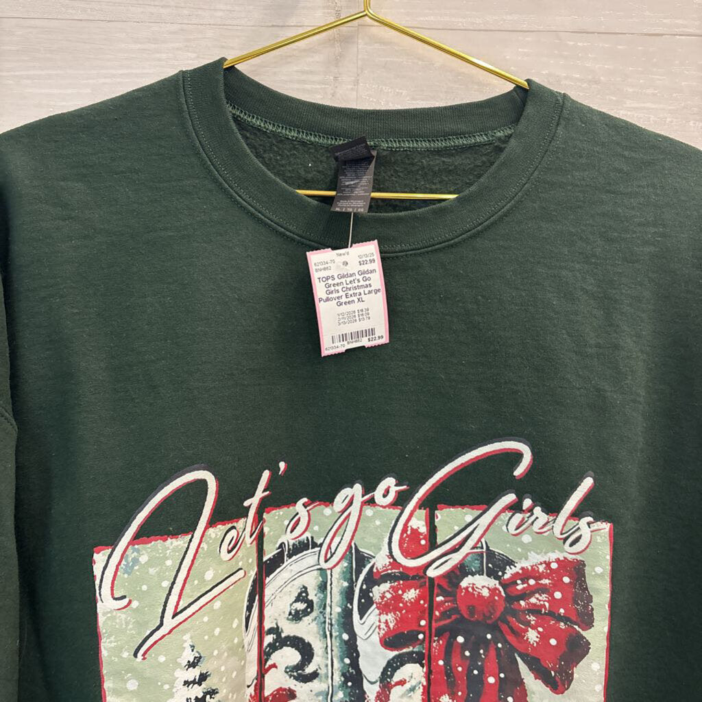 Gildan Green Let's Go Girls Christmas Pullover Extra Large